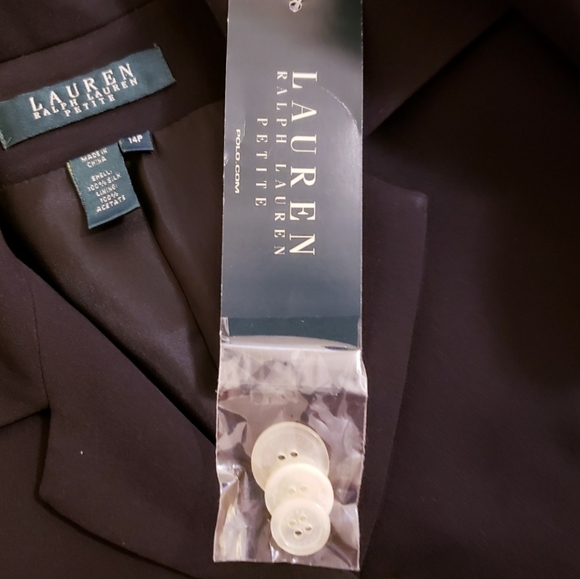 NWT Lauren Ralph Lauren Petite Women 14P Blazer Jacket Black 100% Silk Button Up - Picture 3 of 13